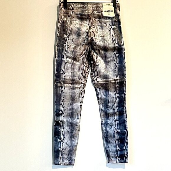 NWT L'AGENCE Margot High Rise Skinny Jean in Pink/Black Snakeskin - Picture 8 of 11